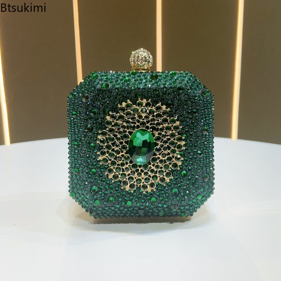 Mini Bag Evening Clutch - 미니 크리스탈 이브닝 백 여성용 메탈