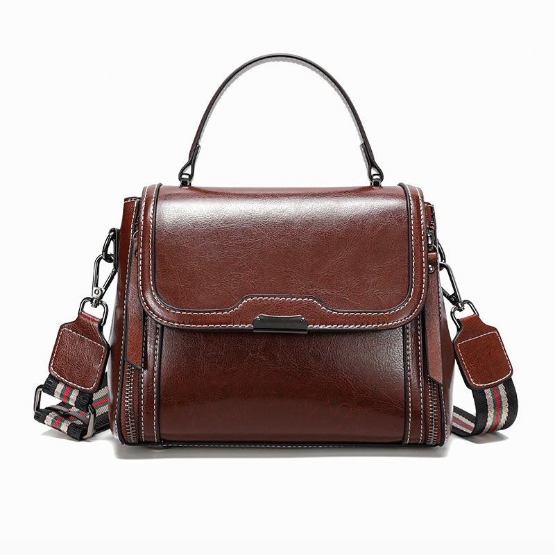 Luxury Bags Quiet - 여성용 정품 가죽 새첼 백, 왁스