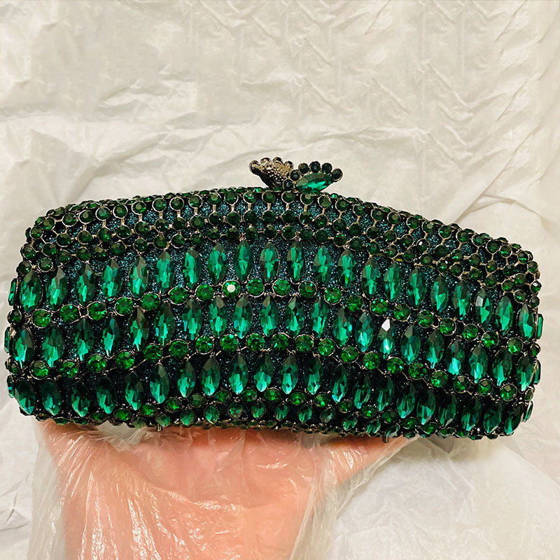Luxury Bags Green - 럭셔리 그린 라인스톤 이브닝 클러치 여성