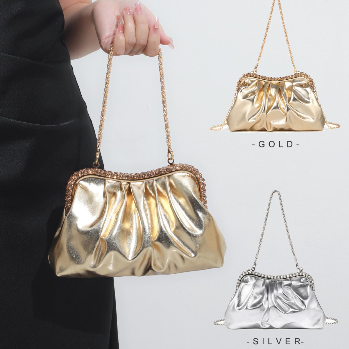 Luxury Bags Quiet - 프리미엄 고급 PU 가죽 주름 장식
