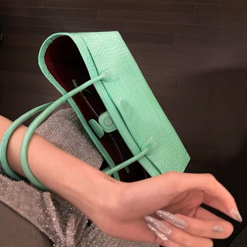 Luxury Bags Green - 럭셔리 악어 무늬 가죽 가방, 빈티지