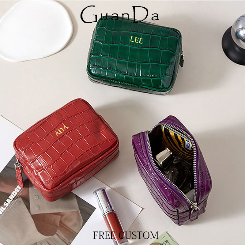 Luxury Ziploc Bags - 명품 천연 가죽 지퍼 동전 지갑