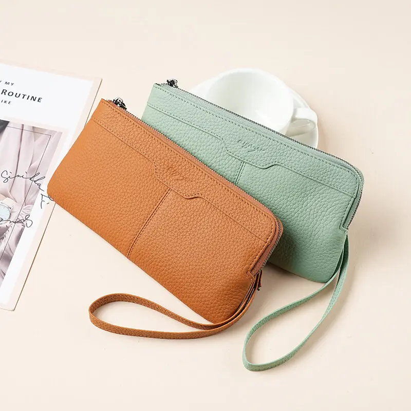 Wristlet Wallet Zipper - 여성용 손목 장지갑, 핸드폰 거치대 지갑,