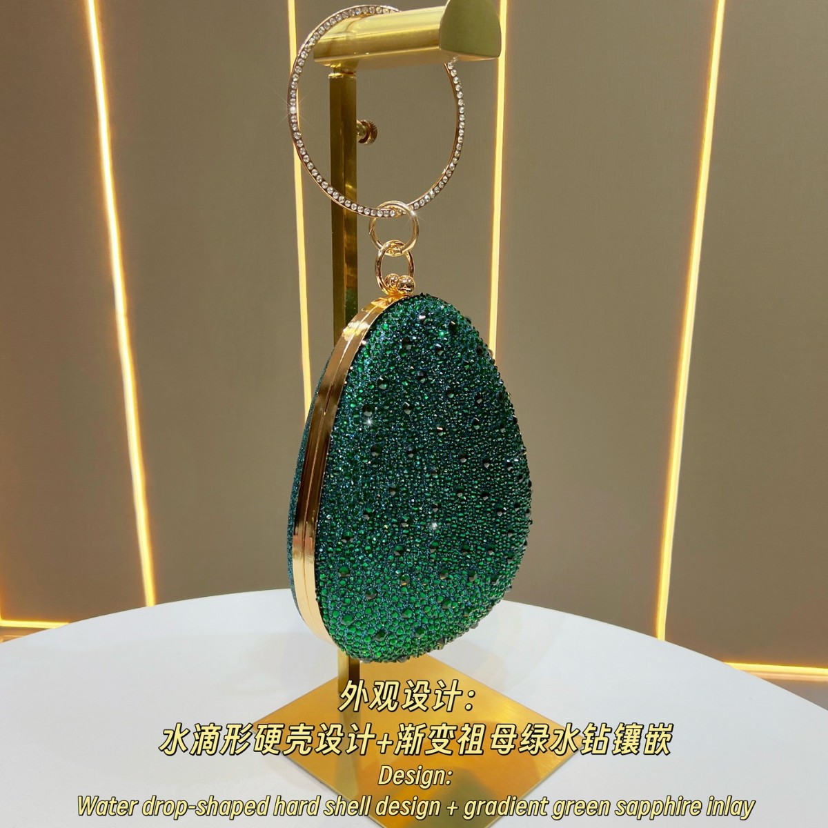 에메랄드 그린 풀 라인스톤 눈물방울 모양 클러치 백 크 - Luxury Bags Green 리뷰 및 가격