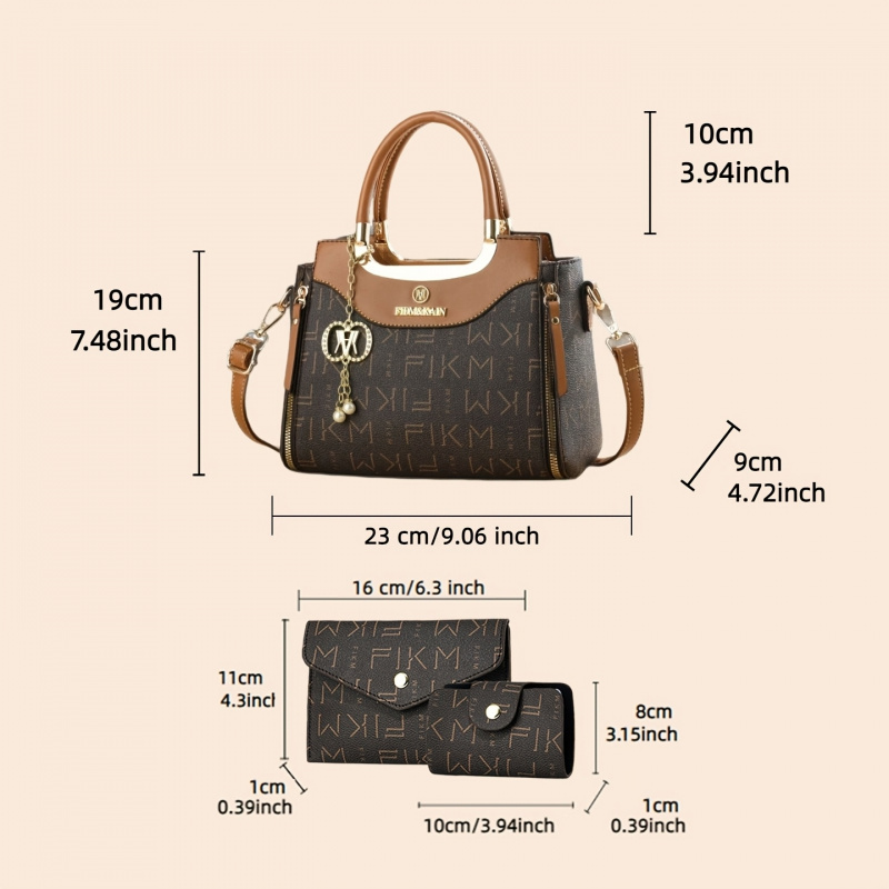 3피스 세트 고급 프린트 레터링 가방, 프리미엄 패셔너 - Luxury Bags & Leather Repair Of Atlanta 리뷰 및 가격