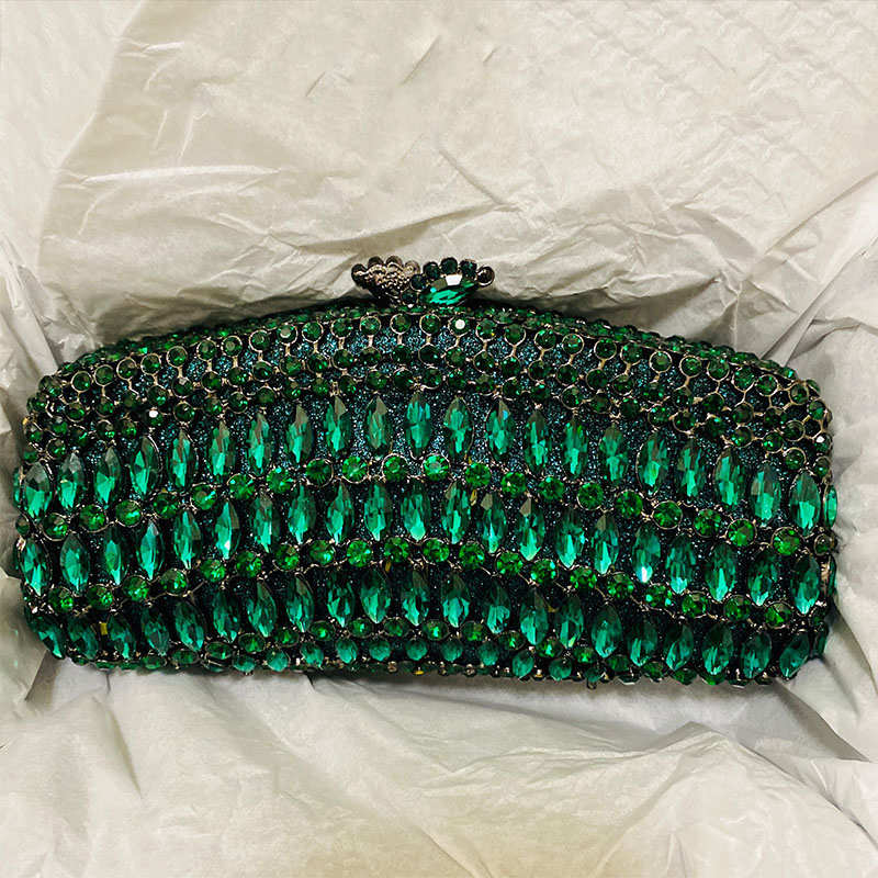 럭셔리 그린 라인스톤 이브닝 클러치 여성 파티 가방 정 - Luxury Bags Green 리뷰 및 가격