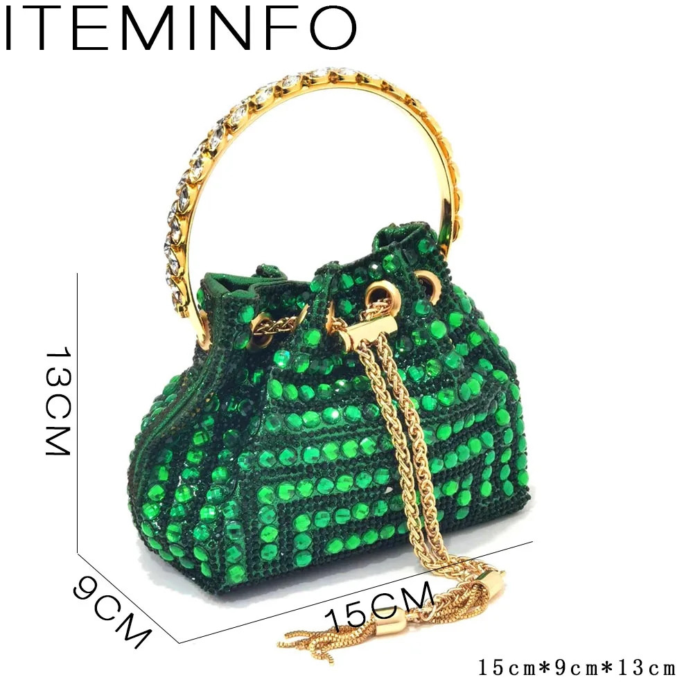 럭셔리 그린 라인스톤 슈즈와 버킷 백 세트 여성용 포인 - Luxury Bags Green 리뷰 및 가격