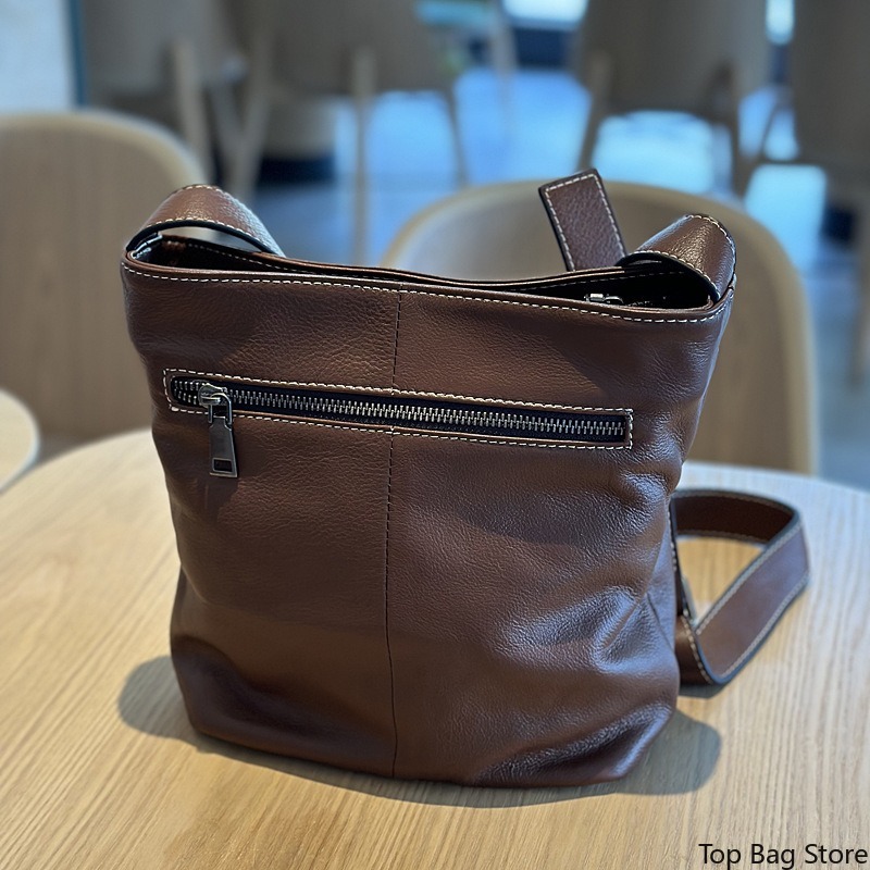 여성용 정품 가죽 버킷백 빈티지 부드러운 가죽 로고 없 - Luxury Bags Quiet 리뷰 및 가격