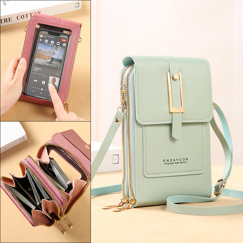 터치 스크린 핸드폰 여성 가방 부드러운 가죽 지갑 손  - Wristlet Wallet Zipper 리뷰 및 가격