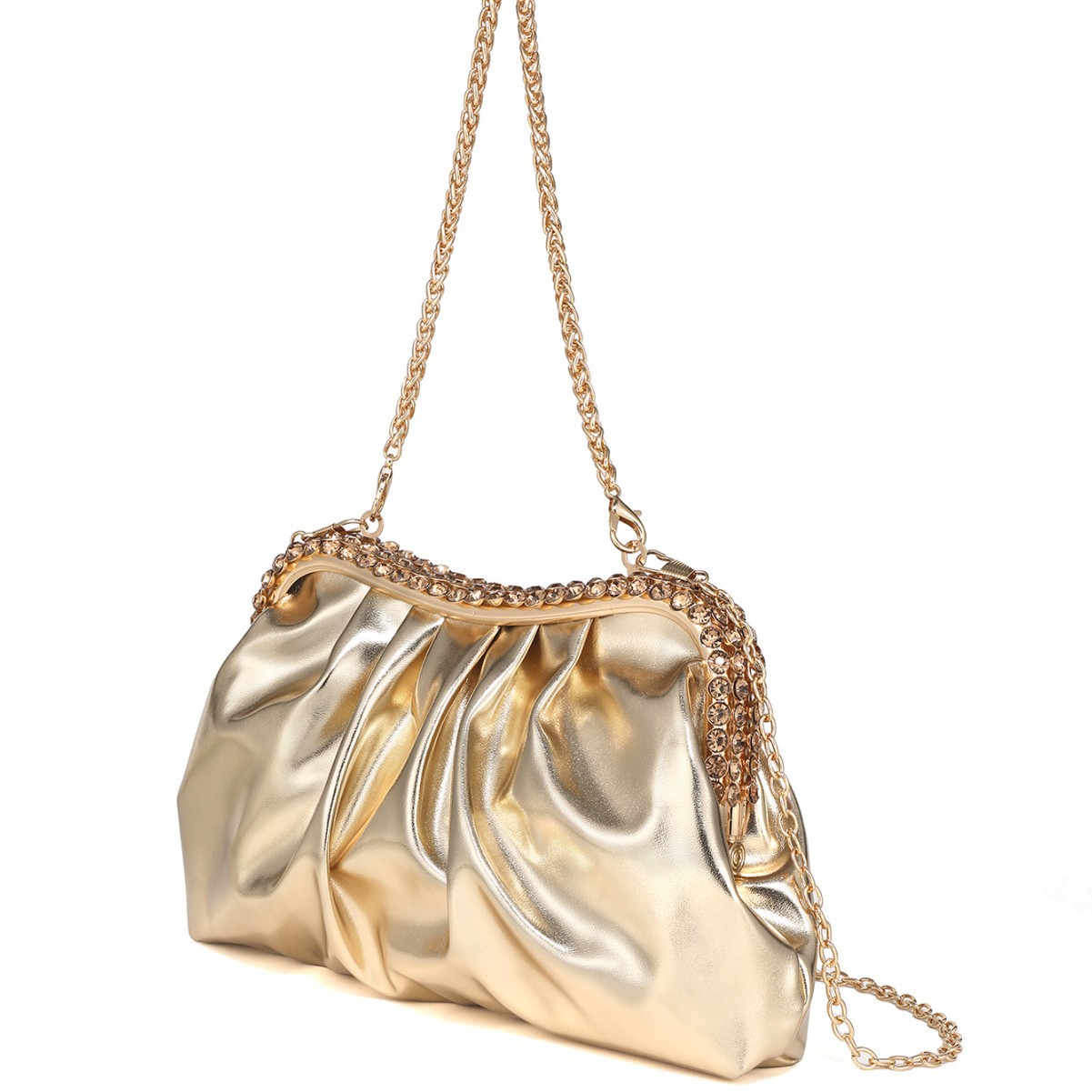 프리미엄 고급 PU 가죽 주름 장식 라인스톤 클립 클라 - Luxury Bags Quiet 리뷰 및 가격