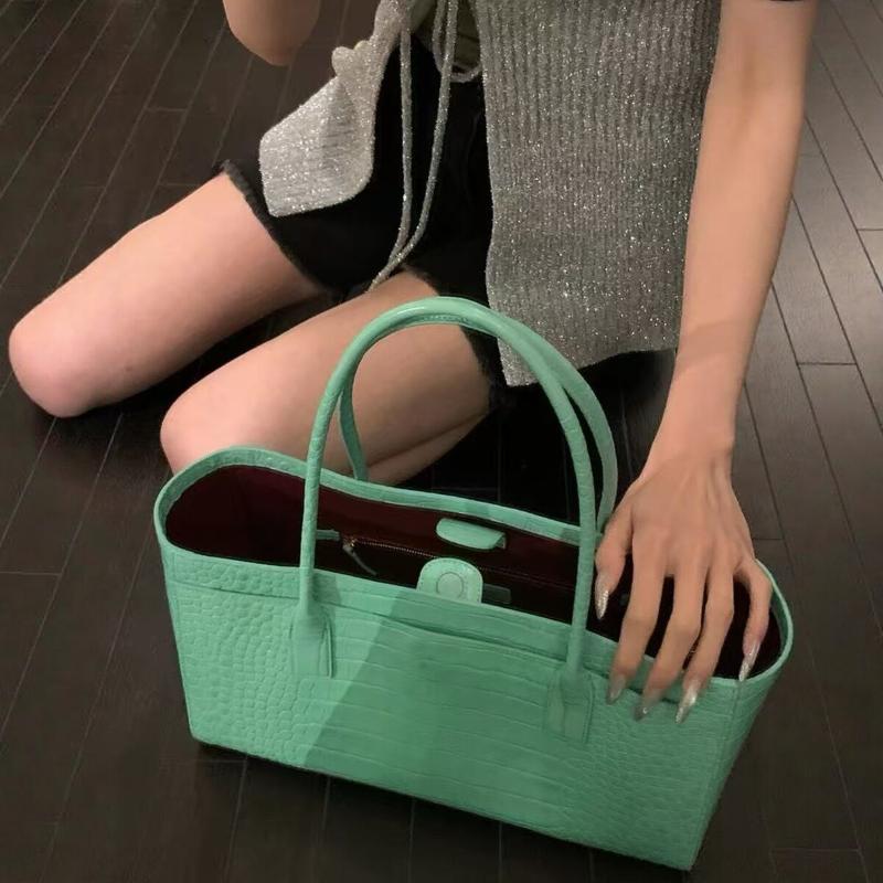 럭셔리 악어 무늬 가죽 가방, 빈티지 그린 대용량 핸드 - Luxury Bags Green 리뷰 및 가격