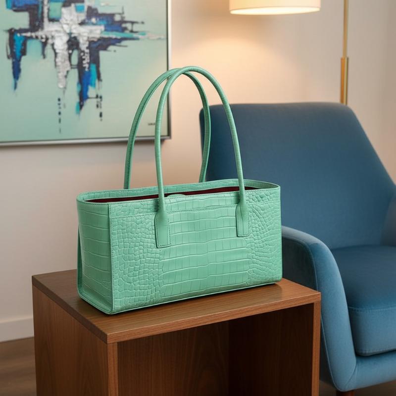 럭셔리 악어 무늬 가죽 가방, 빈티지 그린 대용량 핸드 - Luxury Bags Green 리뷰 및 가격