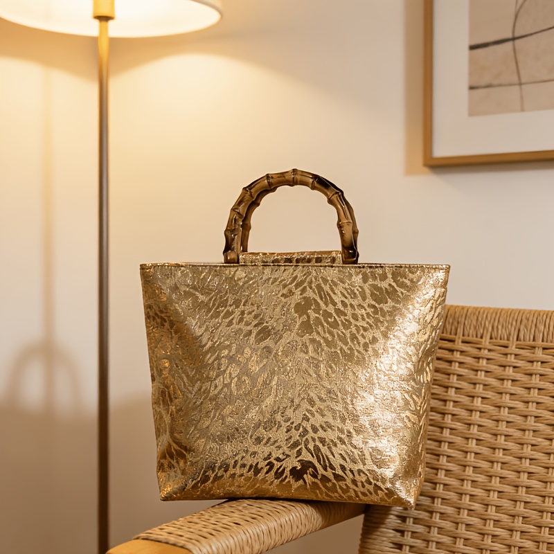 여성용 라이트 럭셔리 메탈릭 골드 자카드 리프 토트백, - Luxury Bags Supplier 리뷰 및 가격