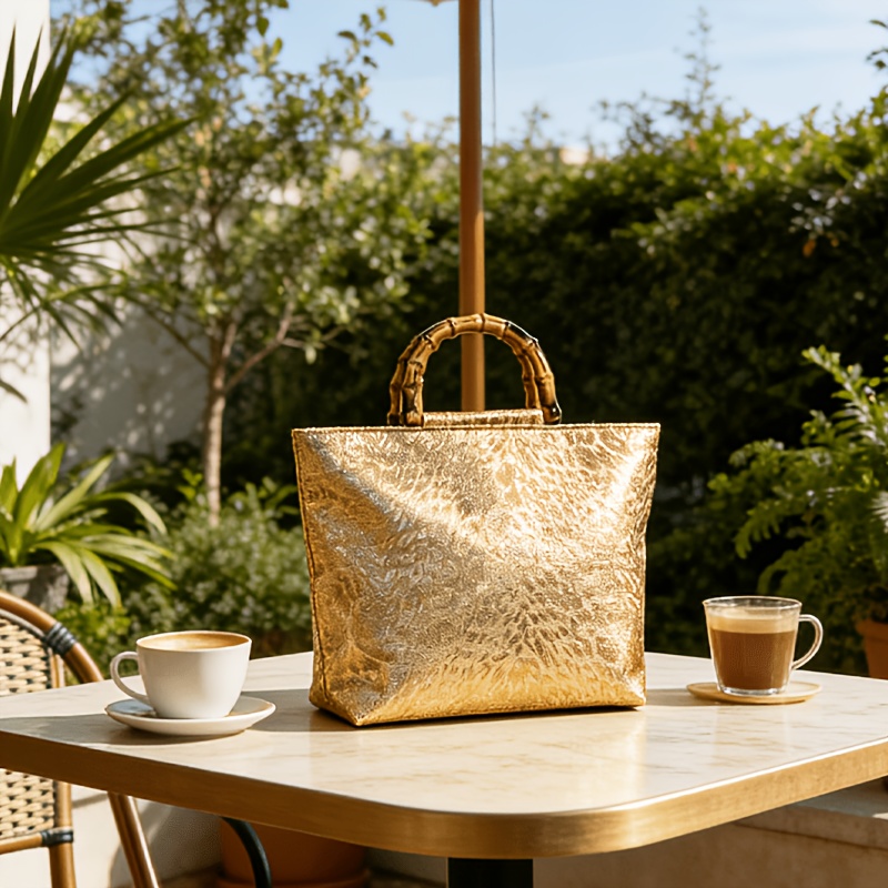 여성용 라이트 럭셔리 메탈릭 골드 자카드 리프 토트백, - Luxury Bags Supplier 리뷰 및 가격