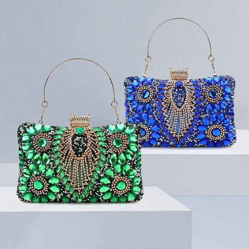 여성을위한 럭셔리 그린 술 이브닝 클러치 백 다이아몬드 - Luxury Bags Green 리뷰 및 가격