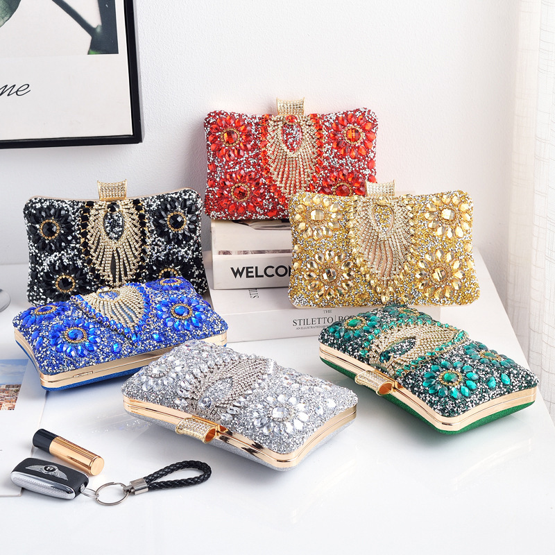 여성을위한 럭셔리 그린 술 이브닝 클러치 백 다이아몬드 - Luxury Bags Green 리뷰 및 가격