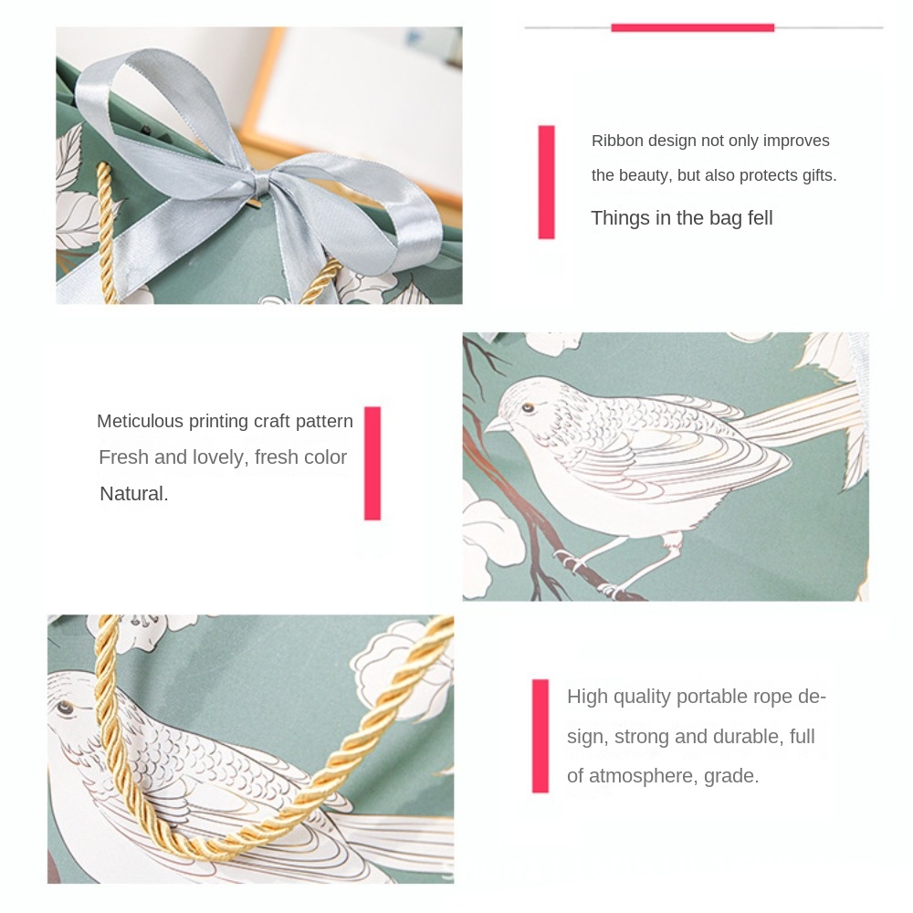 초록색 핸드홀드 종이 가방, 리본 포장 쇼핑백, 창의적 - Luxury Bags Green 리뷰 및 가격