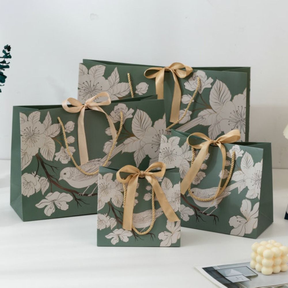 초록색 핸드홀드 종이 가방, 리본 포장 쇼핑백, 창의적 - Luxury Bags Green 리뷰 및 가격