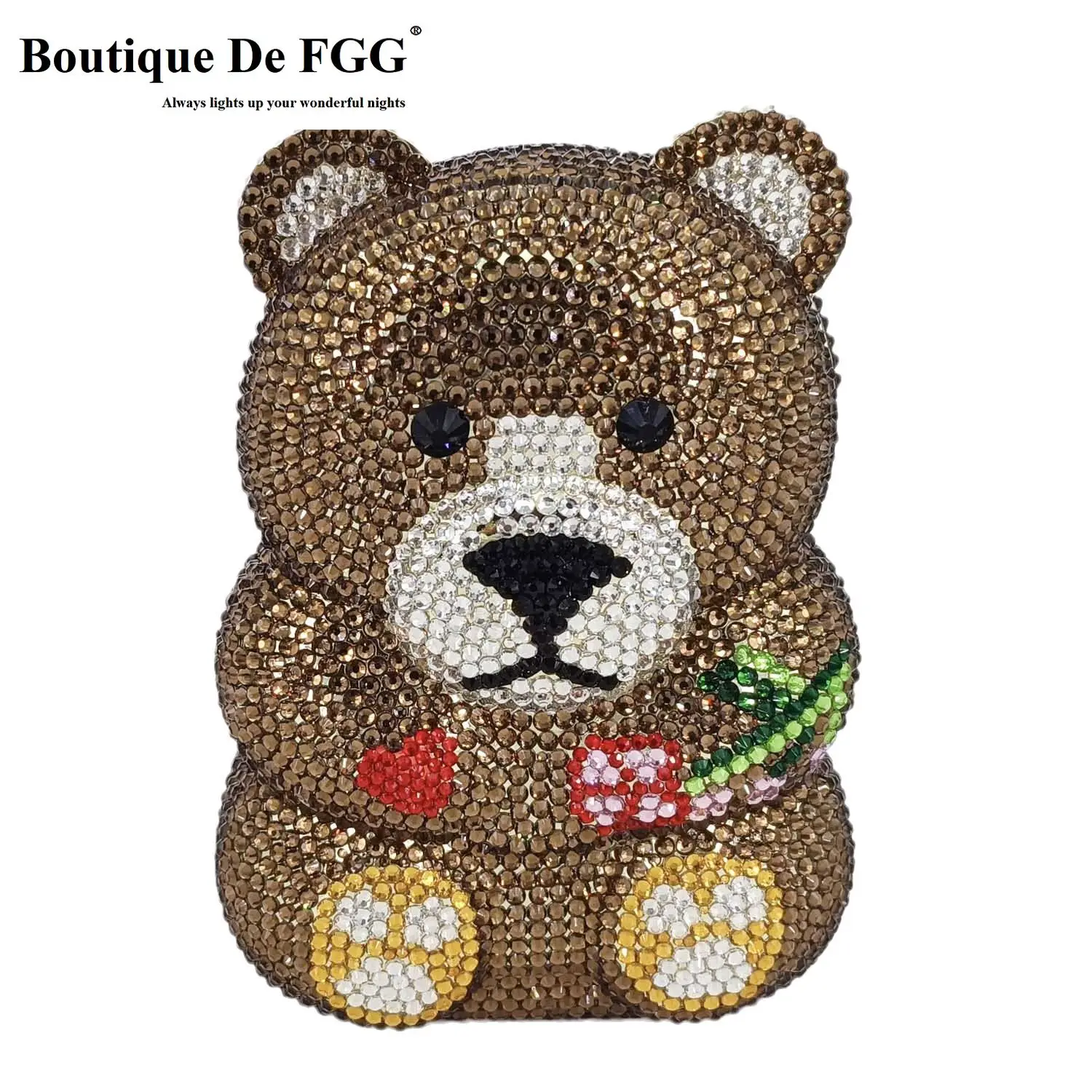 부티크 드 FGG 브라운 크리스탈 테디 베어 이브닝 클 - Mini Bag Evening Clutch 리뷰 및 가격
