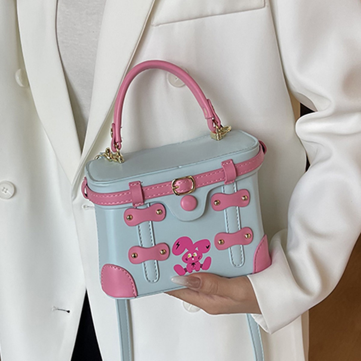 새로운 럭셔리 디자이너 리벳 PU 가죽 플로럴 프린트  - Luxury Bags For Sale 리뷰 및 가격