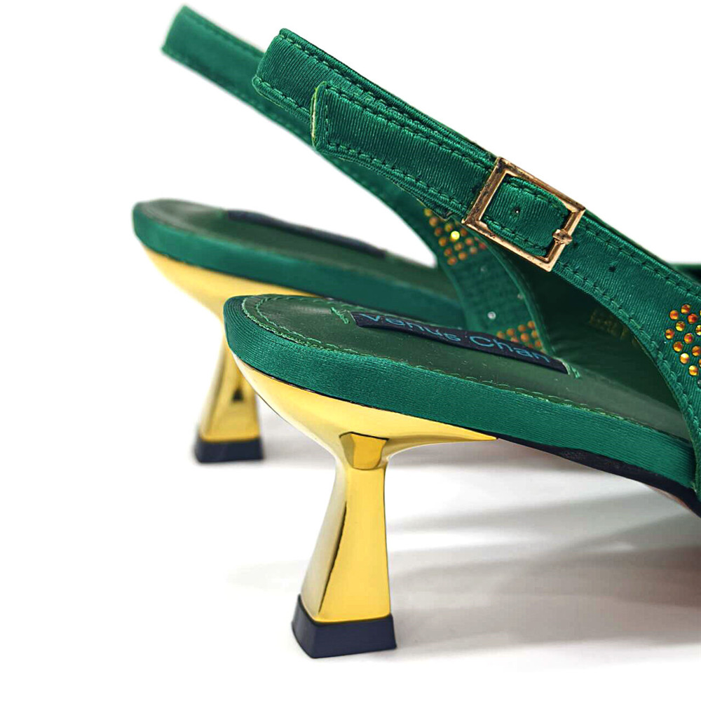 이탈리아 디자인 라인스톤 포인티드 토 신발 및 가방 세 - Luxury Bags Green 리뷰 및 가격